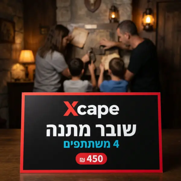 שובר מתנה של Xcape לארבעה משתתפים, משפחה פותרת חידה ברקע